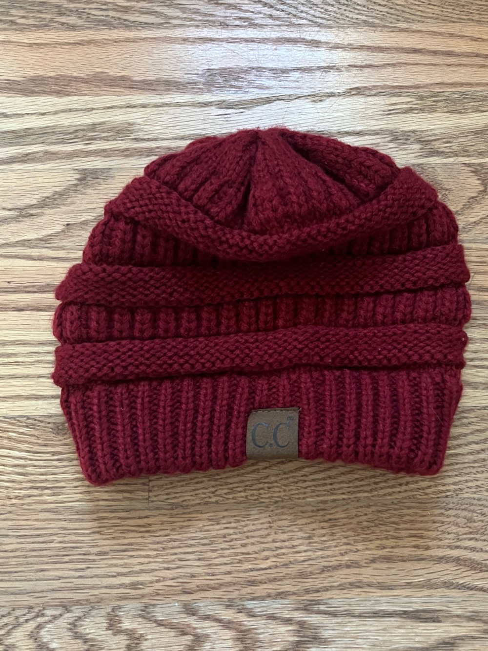 C.C Women’s Ribbed Knit Beanie Hat - Burgundy